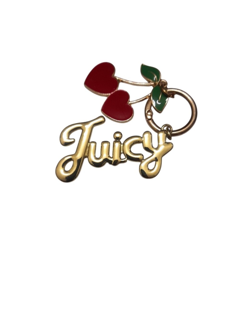 Juicy Couture Gold-tone Cherry Logo Key Charm - Red/Green